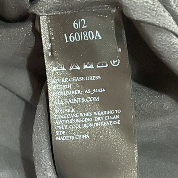 All Saints Azure Chase Silk Dress Floral Black Size 2 - Picture 7 of 7